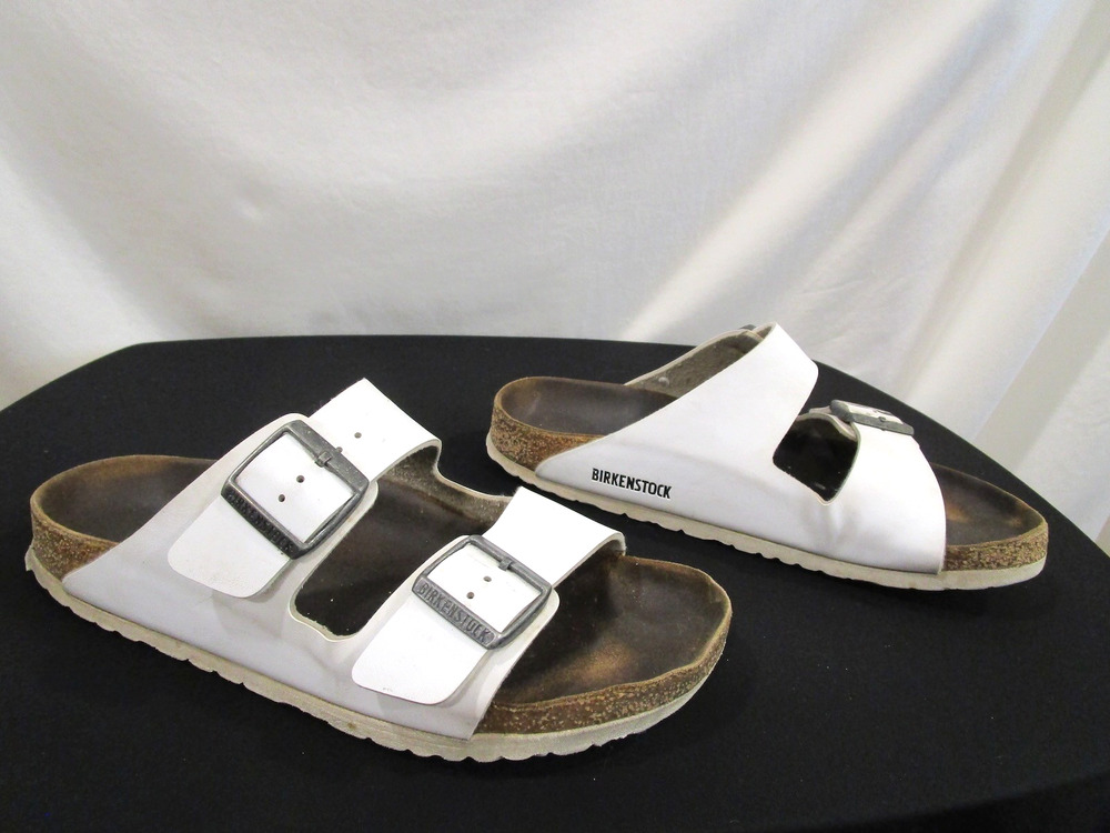 Birkenstock Arizona White Leather 2-Strap Sandals Women 41 EU/10 US